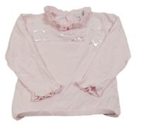 Světlerůžový svetr s mašlemi a límečkem 