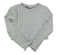 Světlešedé melírované žebrované úpletové crop triko Matalan