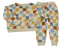 2set - Béžovo-barevná mikina s kostičkami + tepláky Dunnes Stores