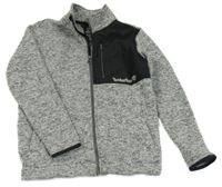 Šedo-černá melírovaná pletená propínací mikina s logem Timberland