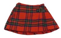 Červeno-modro-zelená kostkovaná vlněná sukně Next