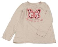 Světlerůžové triko s motýlkem Topolino