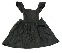 Černé koženkové šaty s volánky Benetton