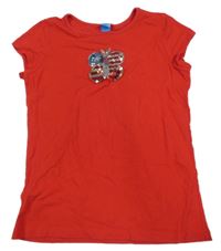 Červené tričko s motýlkem z flitrů