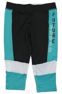 Černo-světlemodro-bílé crop legíny s nápisy Egeenomixx