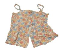 Světlerůžovo-modro-barevný květovaný lehký crop top H&M