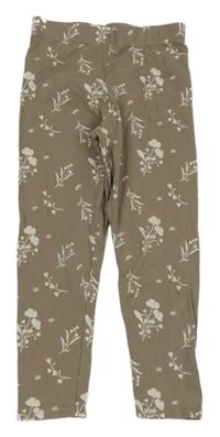 Béžovo-smetanové květované legíny Nutmeg