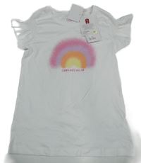 Nové - Bílé tričko s duhou Topolino