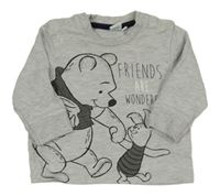 Světlešedé triko s medvídkem Pú Disney