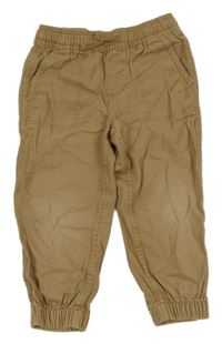Hnědé plátěné cuff kalhoty H&M