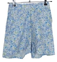 Dámské modro-bílé květované plátěné kraťasy Primark 