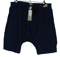 Pánské tmavomodré lněné kraťasy Pull&Bear vel. 34