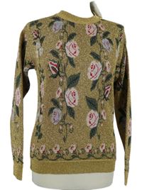 Nové -  Dámský zlatý květovaný svetr Savida 