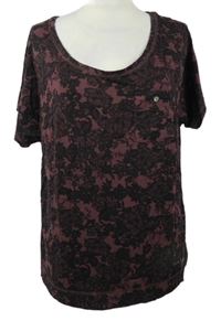 Dámské vínovo-černé vzorované tričko M&S