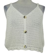 Dámský bílý háčkovaný crop top 