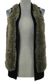 Dámská černá svetrová vesta s kožíškem Only