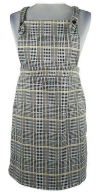 Dámské černo-žluto-bílé kostkované laclové šaty 