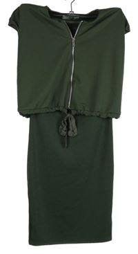 Dámské khaki elastické šaty s našitou vestou Asos vel. 30