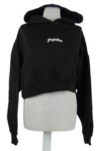 Dámská černá crop oversize mikina s nápisem a kapucí Pegador 