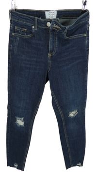 Dámské tmavomodré skinny rifle s prošoupáním Miss Selfridge 