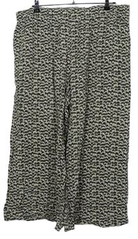 Dámské hnědo-béžové vzorované culottes kalhoty H&M