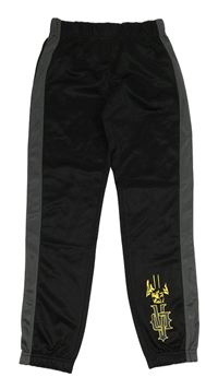 Černo-šedé sportovní tepláky s potiskem 