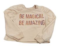 Světlerůžová crop mikina s nápisem Matalan