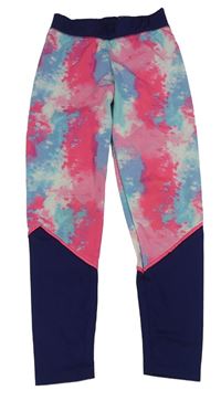 Růžovo-neonově růžovo-tmavomodré sportovní legíny Ergeenomixx