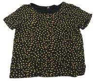 Černé květinové crop tričko s knoflíčky zn. C&A