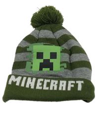 Khaki-šedá pruhovaná čepice s Minecraft