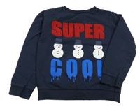 Tmavomodrá mikina s nápisem a sněhuláky Crafted