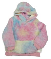 Barevná chlupatá mikina s kapucí Shein