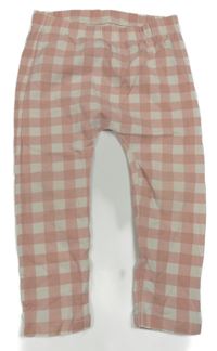 Růžovo-bílé kostkované baggy legíny George