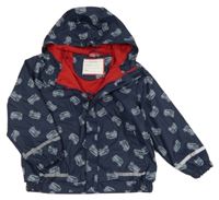 Tmavomodrá nepromokavá jarní bunda s auty a kapucí X-mail