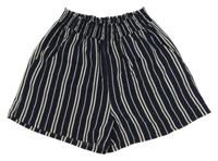 Tmavomodro-smetanové pruhované lehké kraťasy H&M