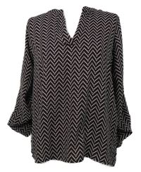 Dámská černo-červeno-bílá vzorovaná halenková tunika Amisu