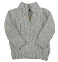 Světlešedý vlněný svetr s copánkovým vzorem Next