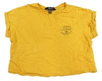 Hořčicové crop tričko s nápisem New Look