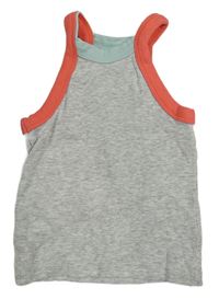 Šedý žebrovaný crop top s barevným lemem Nutmeg