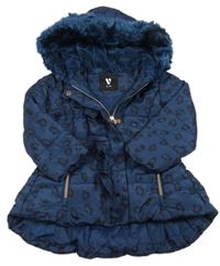 Tmavomodrá vzorovaná šusťáková zimni bunda s kapucí V by Very