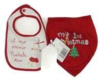 2set- bílý bryndák s nápisem+ červený slinták s nápisem