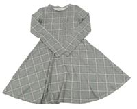 Černo-bílo-světlerůžové kostkované vzorované šaty C&A