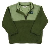 Světle-tmavozelená huňatá mikina s nášivkou H&M