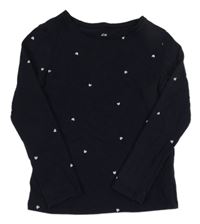 Tmavomodré triko se srdíčky H&M