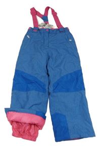 Nové - modré melírované šusťákové funkční oteplovačky s kšandami Y.F.K.