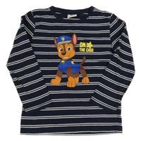 Tmavomodro-bílé pruhované triko - Tlapková patrola Nickelodeon