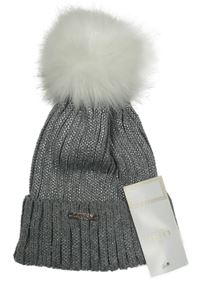Nové - Šedá třpytivá žebrovaná čepice s bambulí Lipsy London