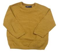 Hořčicovo-žebrovaný svetr s výšivkou Next