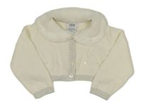 Smetanové pletené propínací bolérko s kožešinou Mamas&Papas