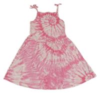 Růžovo-bílé batikované šaty C&A